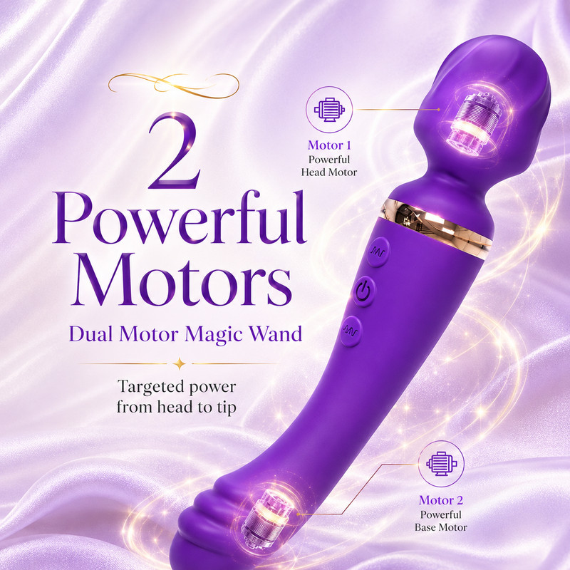Purple Magic Wand Vibrator Women 10 Speeds Dual Motor G Spot Clitoral Massager gallery