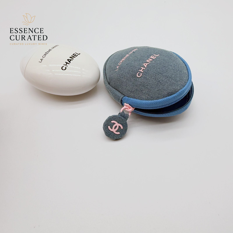 Denim Oval Zip Beauty Cosmetic Pouch Coin Case Travel Organizer Blue Bag gallery