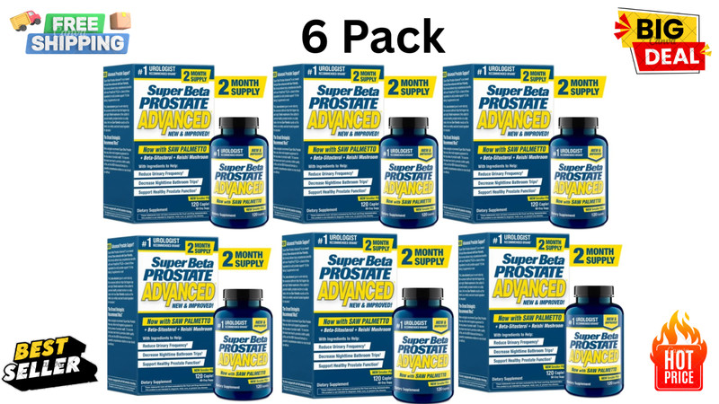6 Pack Super Beta Advanced Now with Saw Palmetto total, 720 Capsules Exp 07/2028