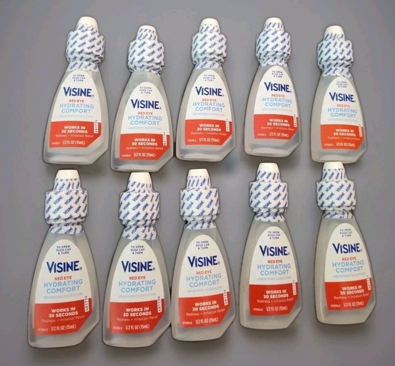 SEALED 10 Pack VISINE Red Eye Hydrating Comfort Relief Eye Drops 0.5 oz ea 3/27+