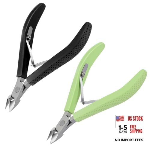 2pcs Cuticle Trimmer,Stainless Steel Cuticle Clippers with Non-Slip Silicone
