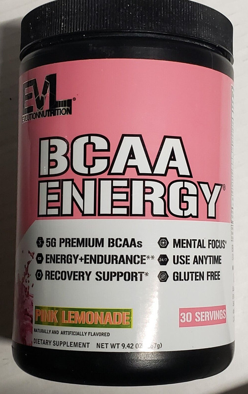 Evlution Nutrition BCAA Energy – PINK LEMONADE – 30 Servs – 9.42 oz – Ex 9/2025