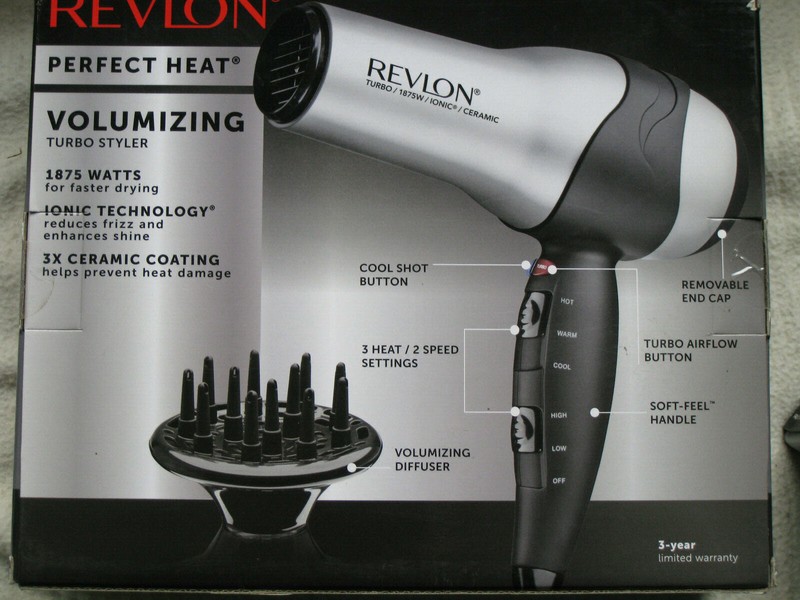 REVLON Perfect Heat Volumizing Turbo Styler Hair Dryer Model RV473CP -NEW in Box gallery