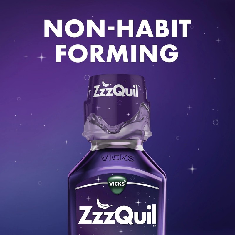 Vicks ZzzQuil Nighttime Sleep Aid Liquid Diphenhydramine HCI 50mg 12 Fl oz gallery