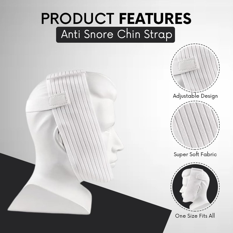 Bistras Super Deluxe White Chin Strap for Cpap Users - Anti Dry Mouth- 1 pk gallery