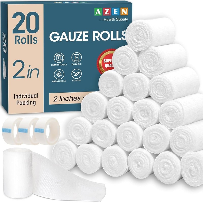 Gauze Rolls Bandages 2in x 4.1yds Medical Gauze Supplies 20 Pack Wound Care