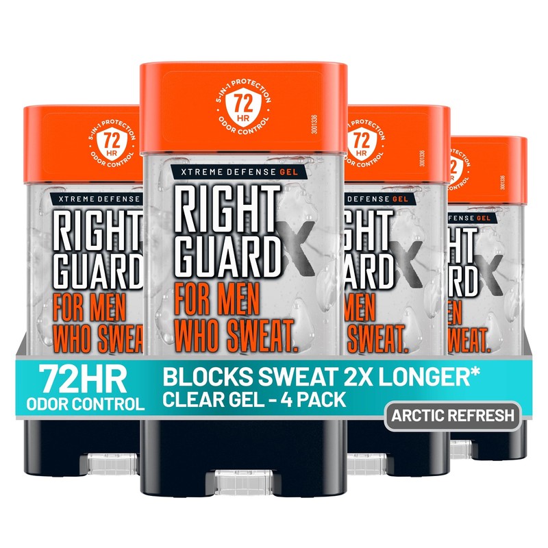 Right Guard Xtreme Defense Antiperspirant 4 Ounce (Pack of 4), Clear