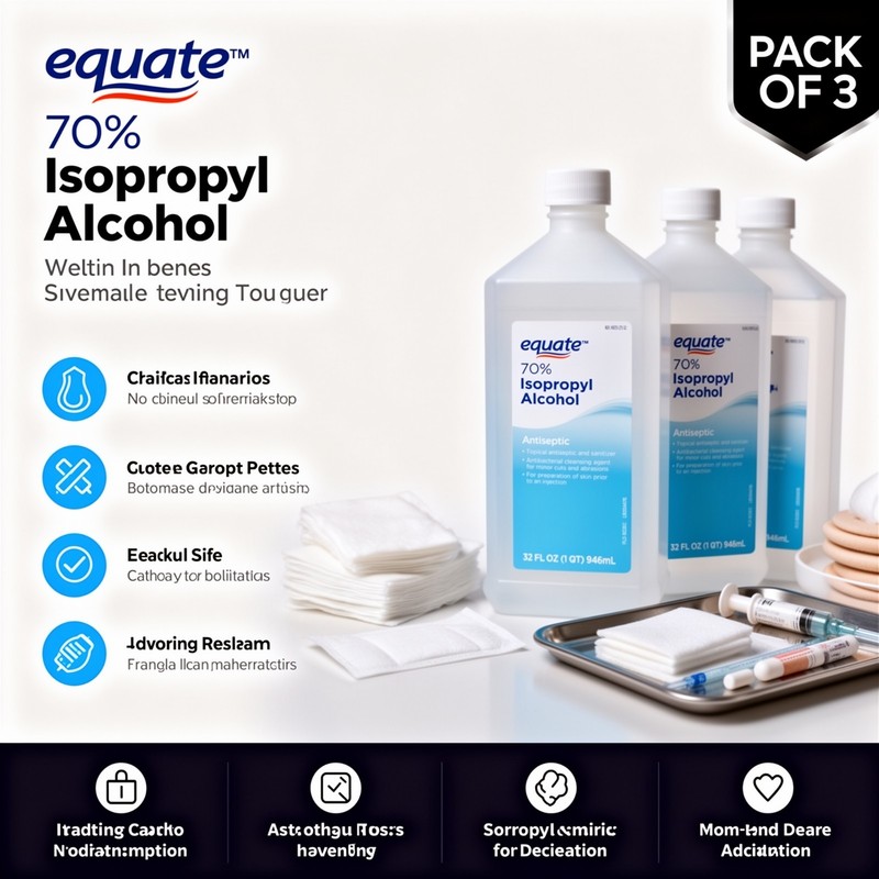 Equate 70% Isopropyl Alcohol Antiseptic, 32 fl oz (3 Pack)