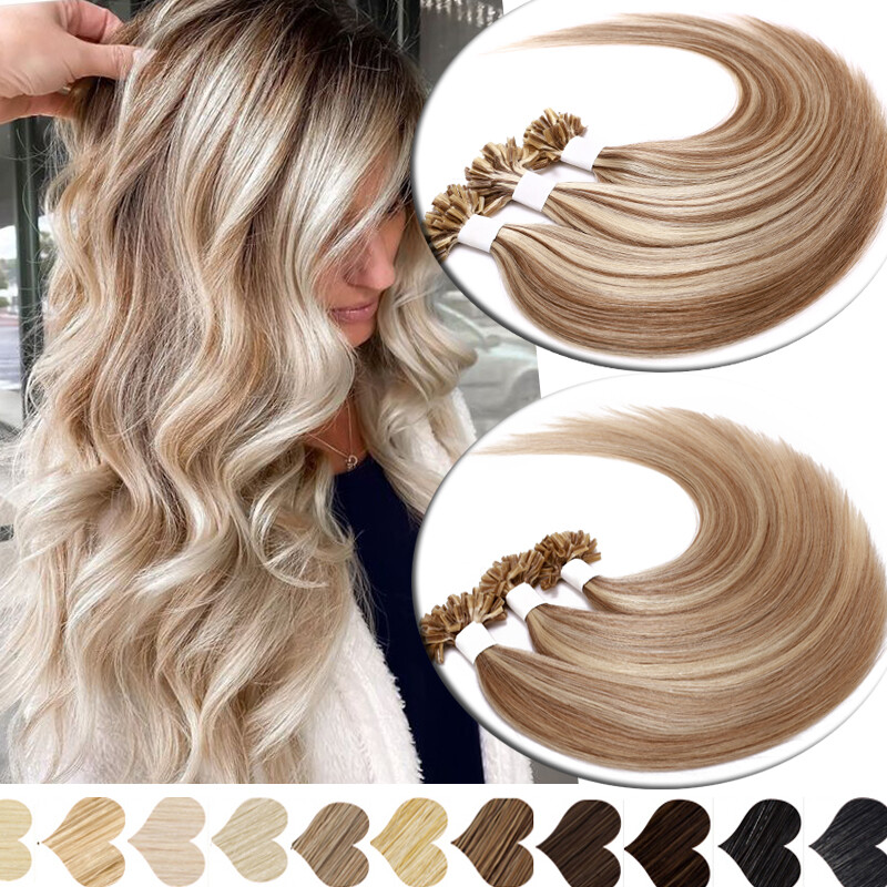 100% Remi Human Hair Flat Nail U Tip Hair Extensions Pre Bonded Keratin Fusion