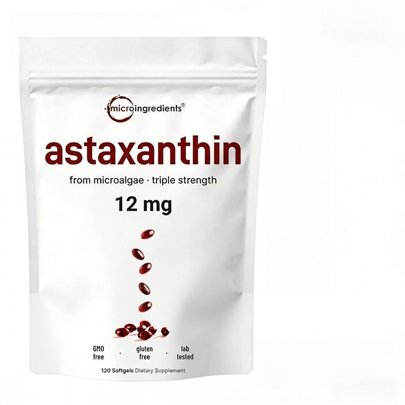Astaxanthin 12mg Softgels from Microalgae, Antioxidant Supplement 120 Count
