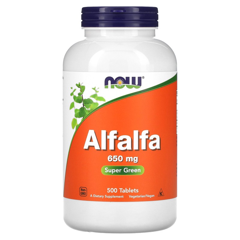 Now Foods Alfalfa 650 mg 500 Tablets GMP Quality Assured, Vegan, Vegetarian