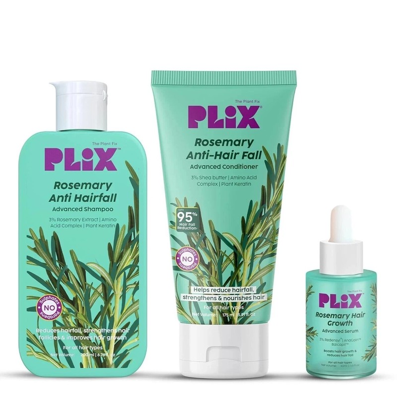 PLIX – Rosemary Anti Hairfall Regime Serum 30ml Shampo 175ml & Conditioner 200ml