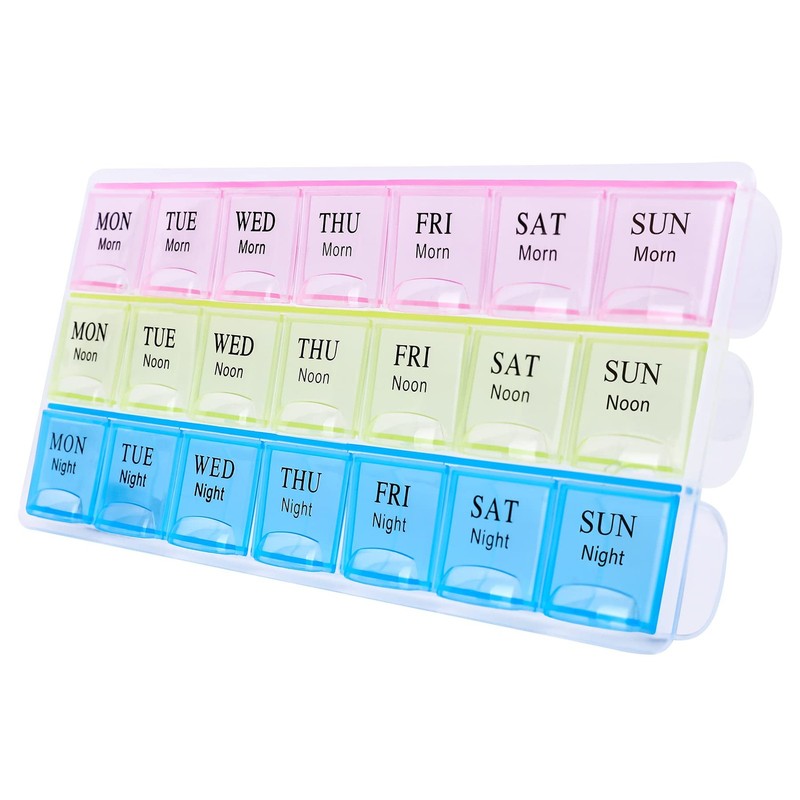 Large Weekly Pill Organizer 3 Times A Day, Moisture-Proof 7 Day Pill Box, Tra…