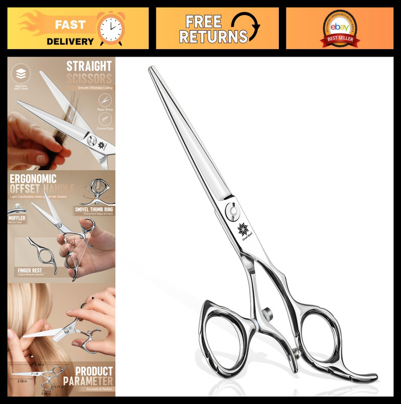 360° Swivel Thumb Hair Cutting Scissors – Professional Razor Edge 440C Steel