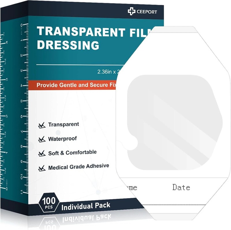 Transparent Film Dressing, Waterproof Wound Bandage, Adhesive Patch 100pk