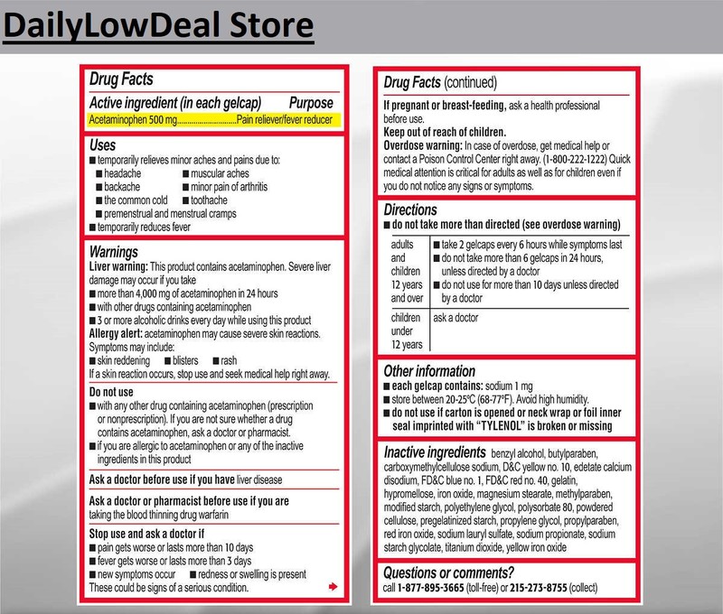 TYLENOL RAPID RELEASE Extra Strength Acetaminophen 500mg, 290 Gelcaps EXP: 2025 gallery