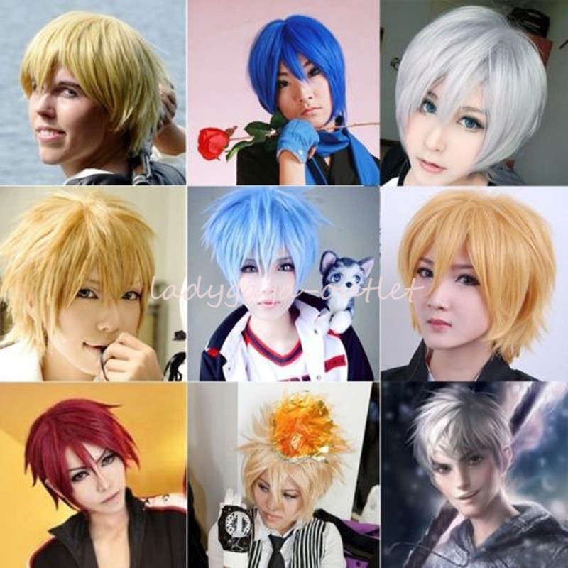 Men Male Boys Short Full Wig Anime Cosplay Costume Party Synthetic Hair Wig zy48 gallery
