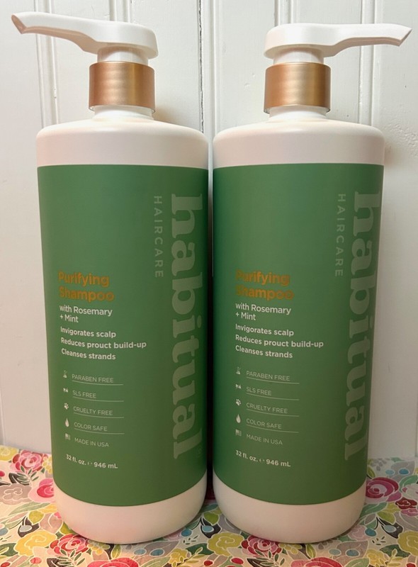 LOT OF 2 HABITUAL PURIFYING SHAMPOO 32 OZ with ROSEMARY + MINT (BEAUTY MARK)