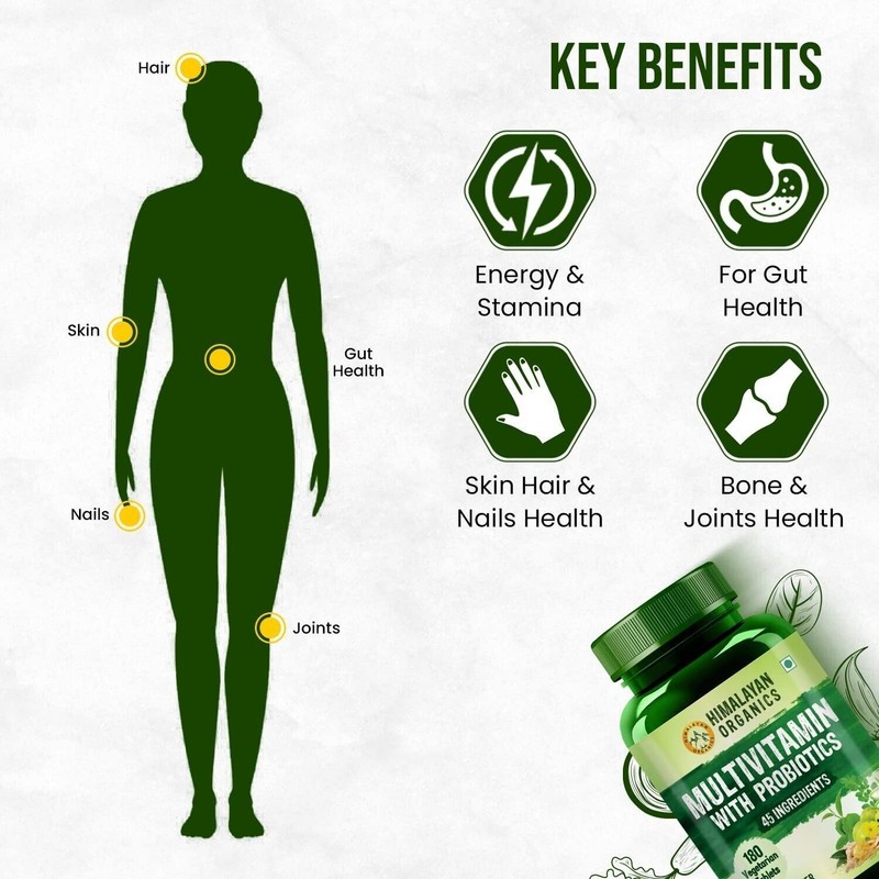 Himalayan Organics Multivitamin with Probiotics (180 Tablets) - 45 Ingredients gallery