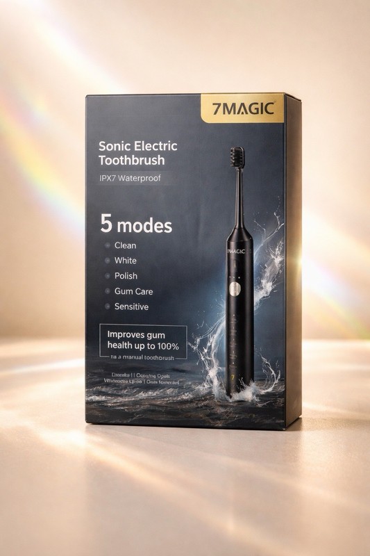 7MAGIC Electric Sonic Toothbrush 5 Modes USB Rechargeable 8 Brush Heads IPX7 New gallery