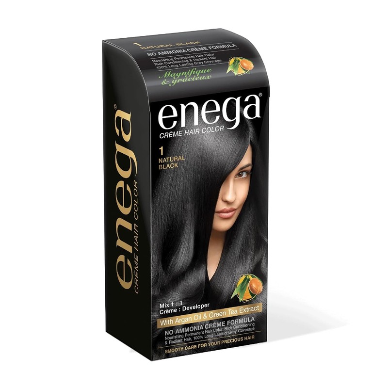 Enega Creme Hair Color 1 Natural Black Shade 150ml