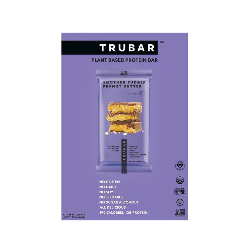 New – TRUBAR 12g Plant Based Protein Bar, Smother Fudger Peanut Butter EXP 06/26