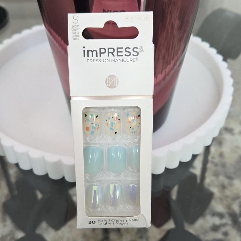 imPRESS Press-On Nails Set, Multicolor Shiny Short, Self-Adhesive, 30PCS