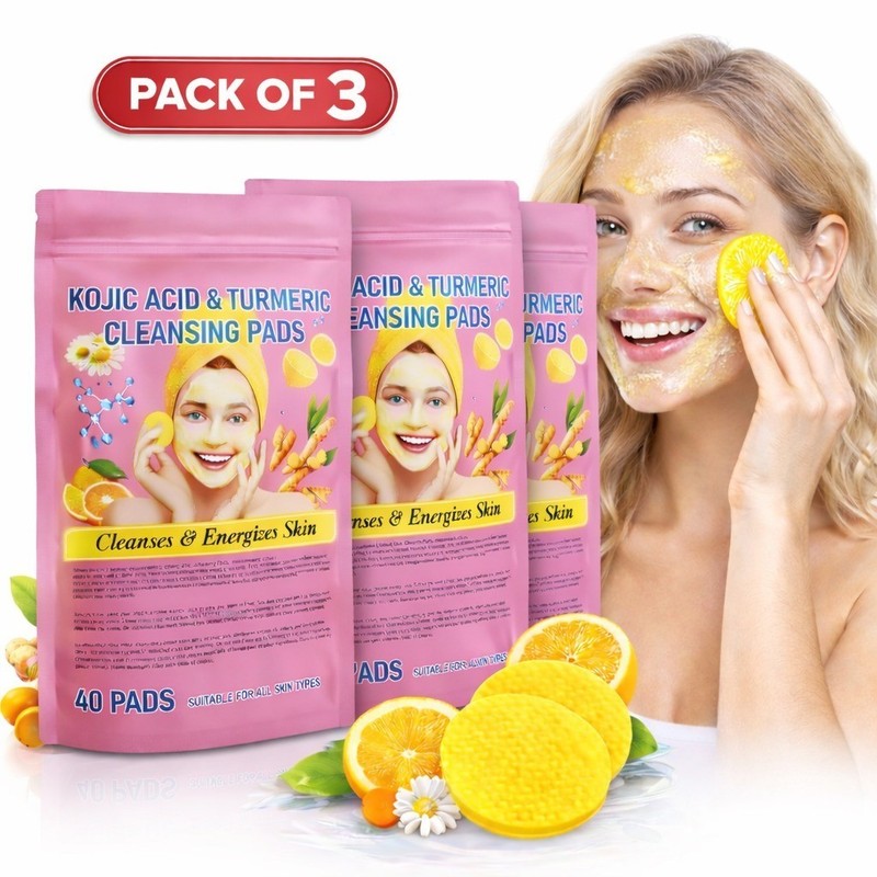 3 pack Turmeric Kojic Acid Pads Turmeric & Kojic Cleansing Pad Facial