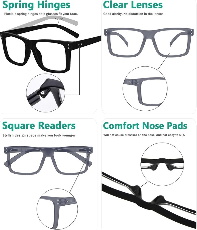 Comfortable Oversized Reading Glasses in 5-Pack - Perfect for All-Day Use +2.50 gallery