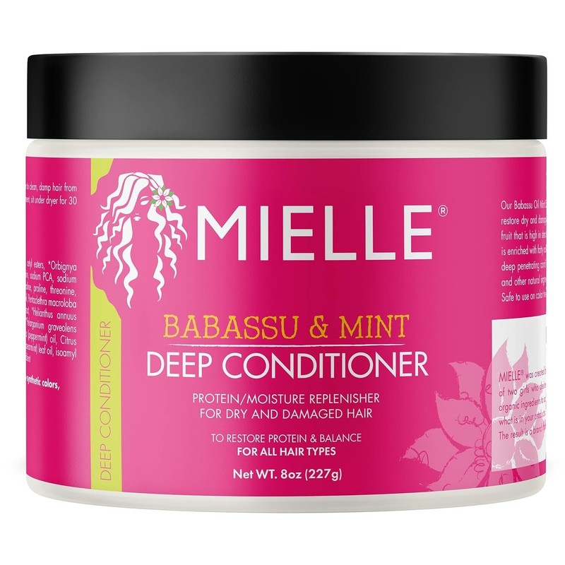 MIELLE Organic Babassu Oil & Mint Deep Conditioner For Dry & Damaged Hair 8 oz.