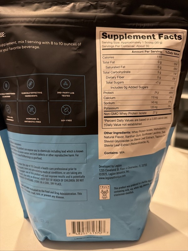 French Vanilla Whey Protein Isolate 30 Servings High Protein Legion gallery