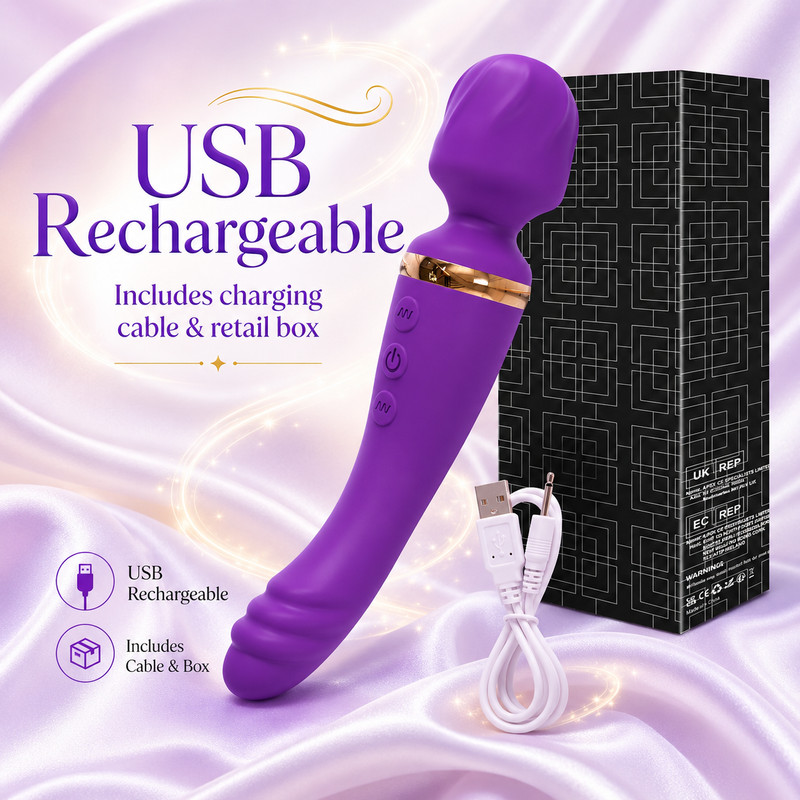 Purple Magic Wand Vibrator Women 10 Speeds Dual Motor G Spot Clitoral Massager gallery