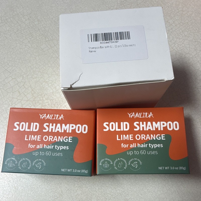 YANLIDA pH Balanced Plastic-Free Lime Orange Solid Shampoo Bar 3 oz Shine gallery