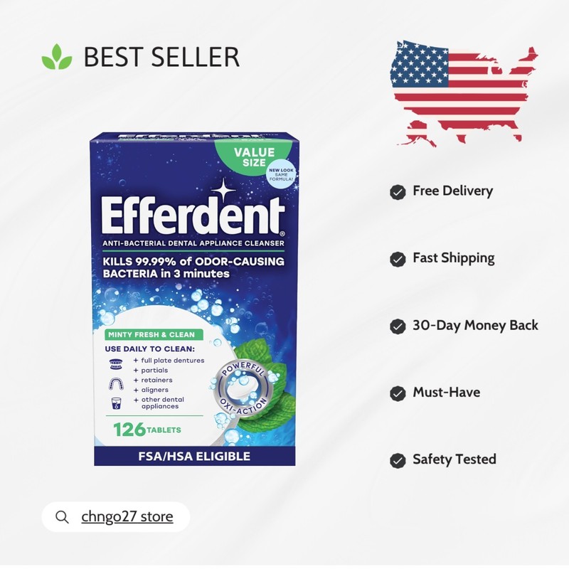 Daily Use Minty Fresh Cleaner Tablets for Dental Appliances – 126 Count Pack