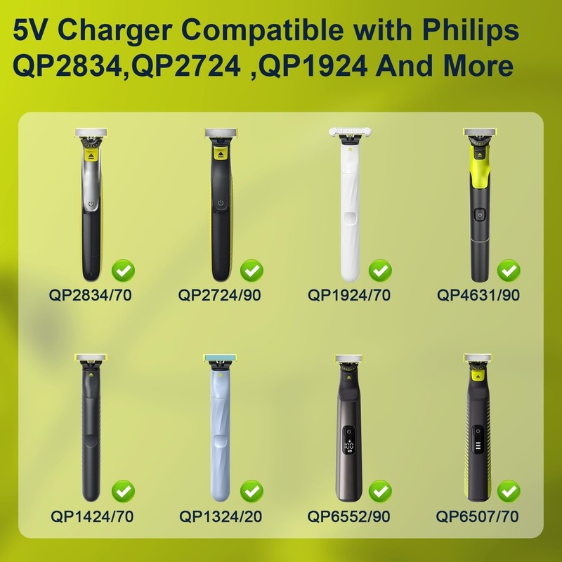 5V1A Charger Compatible with Philips Norelco One Blade QP2724 QP2834 QP1924, Fit gallery