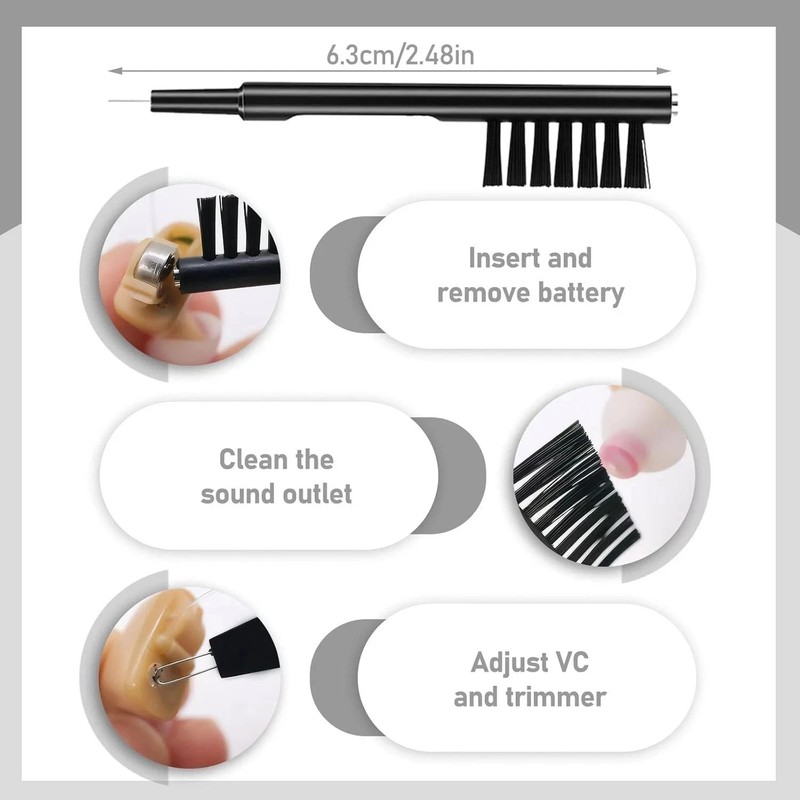 13-Piece Hearing Aid Cleaning Kit Tools Brush Magnifier Screwdriver Storage Bag gallery