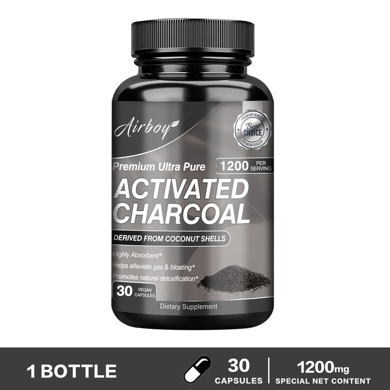 Organic Activated Charcoal Capsules 1200mg – Detox & Cleanse, Intestinal Health
