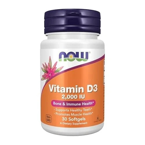 NOW Foods Vitamin D-3 2000 IU 30 Softgels High Potency Supplement gallery