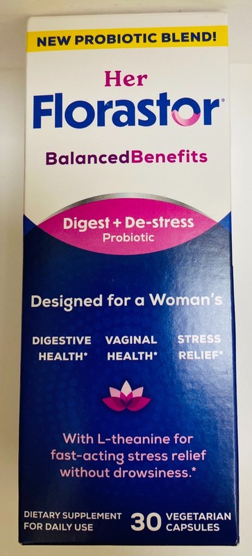 Florastor Her Digest + De-Stress Probiotic 30 VCaps Exp 08/2026+