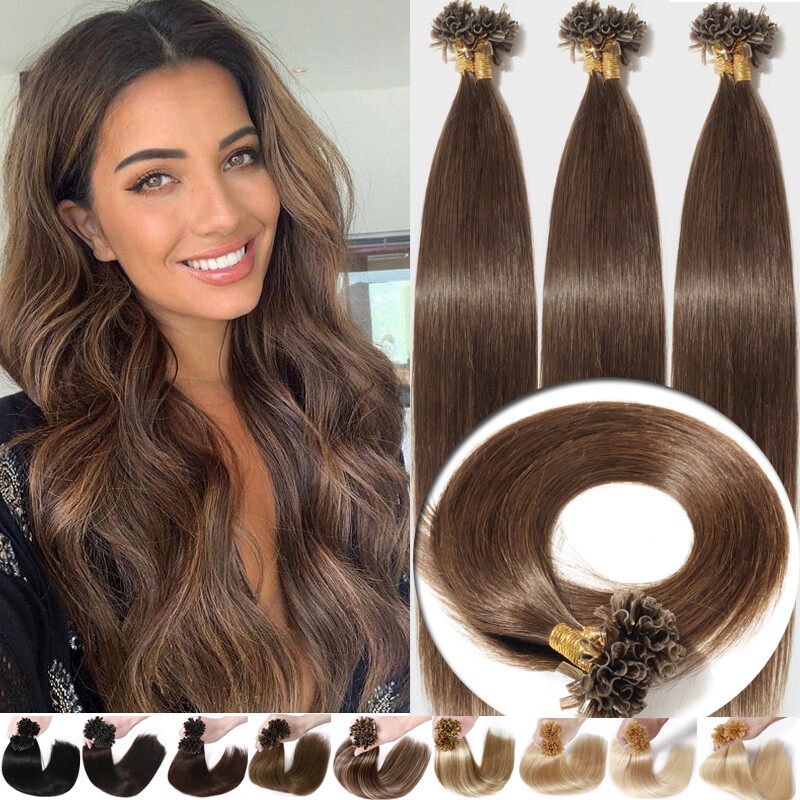 USA Pre Bonded Keratin Glue Nail U Tip Real Remy Human Hair Extensions CLEARANCE