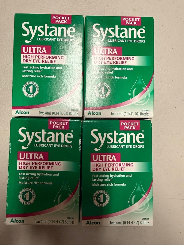 (4) Systane Ultra Lubricant Eye Drops Twin Pack (Two 4mL Each x4) Exp 7/26