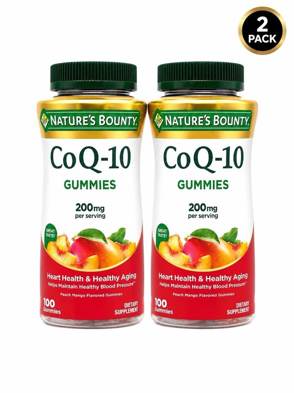 (2 Pack) Nature’s Bounty CoQ10 200mg, Peach Mango, 100ct Ea. Exp:07/2027+ M31