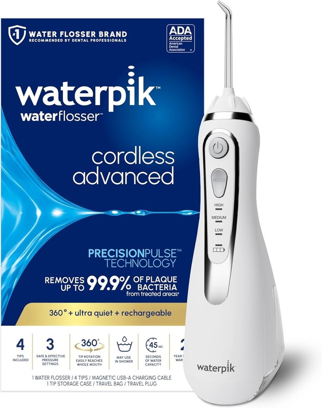Waterpik Cordless Advanced 2.0 Rechargeable Water Flosser WP-583, White