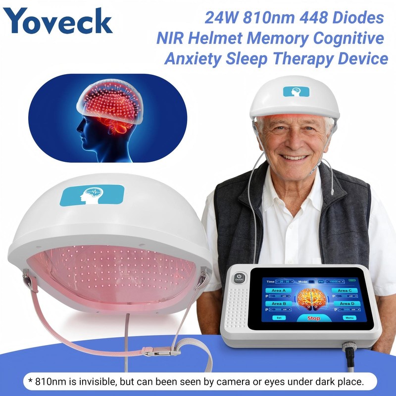 810nm NIR Helmet 448 Diodes Memory Cognitive Anxiety Sleep Therapy Device 24W