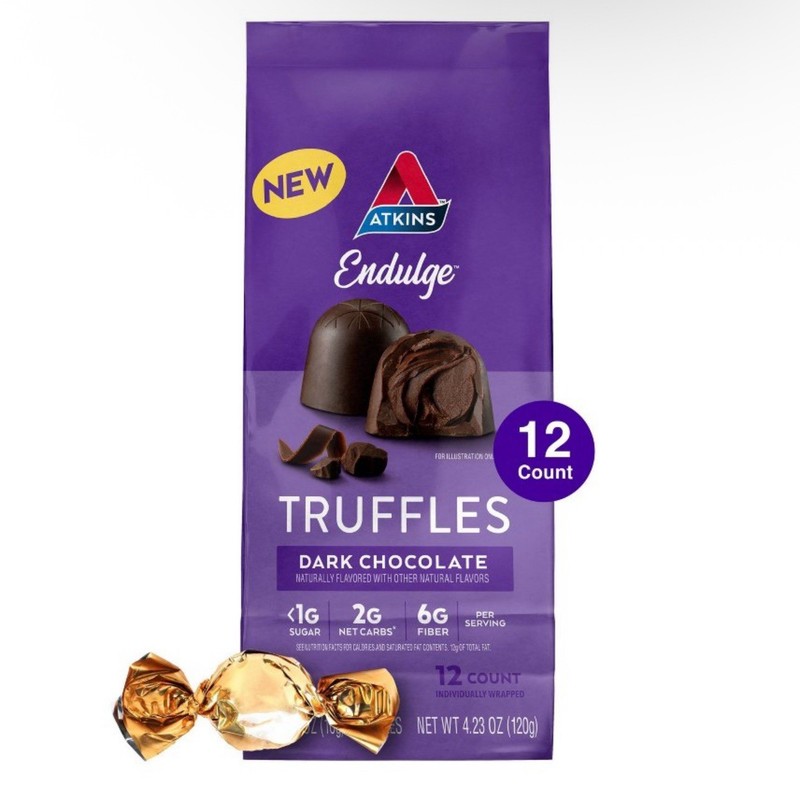 🟠 New Atkins Endulge DARK Chocolate Low Sugar Carb 2g TRUFFLES 4.23oz (1 Bag)