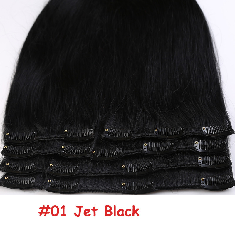 Clip in Remy Human Hair Extensions Real THICK Long Hair 8pcs Weft Full Head B792