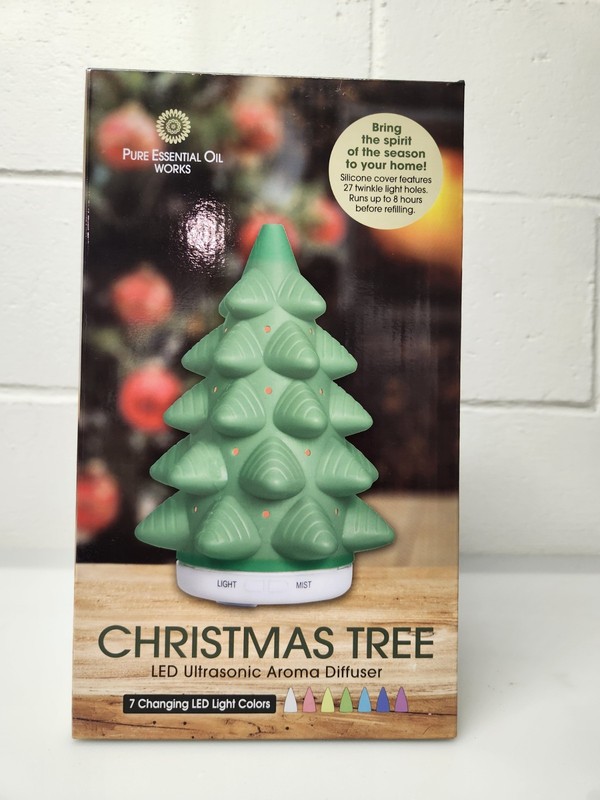 Pure Essential Oil Works Christmas Tree LED Ultrasonic Aroma Diffuser – 7 Colors