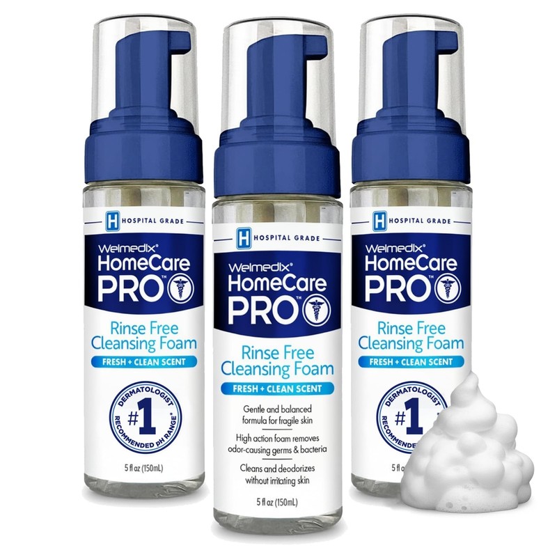 No Rinse Cleansing Foam – Waterless Body Wash, 3-in-1 Shampoo & Cleanser, Hospit