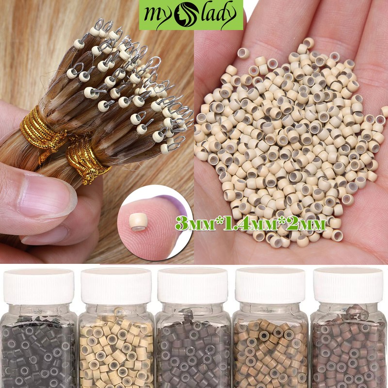 200-800PCS Nano Ring Beads For Nano Human Hair Extensions 3mm*1.4mm*2mm Cheap US