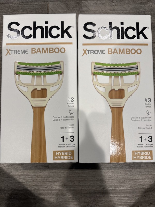 Lot Of 2 Schick Xtreme Bamboo Men’s 3 Blade Razors